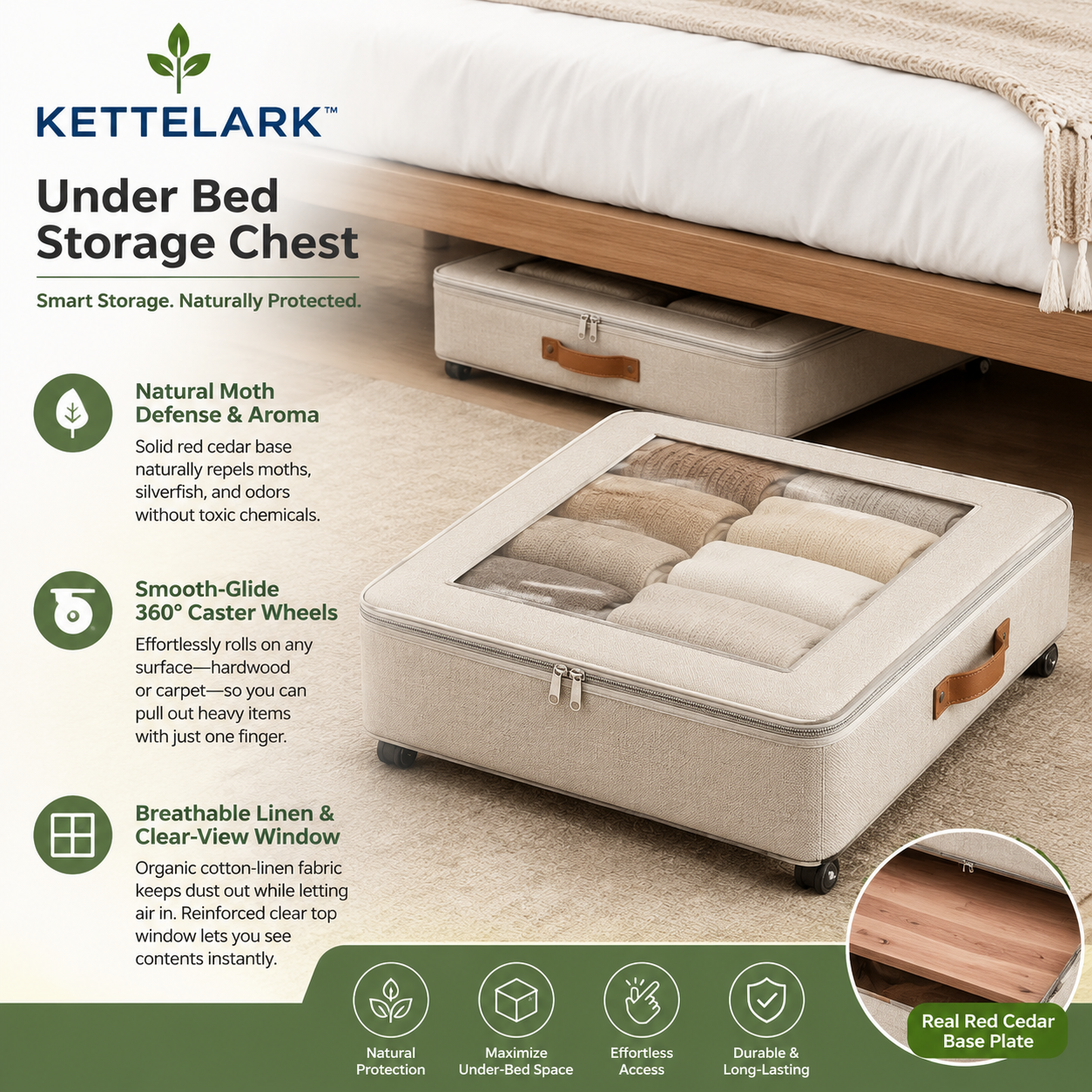The Kettlelark™ Under-Bed Cedar Garment Organization System