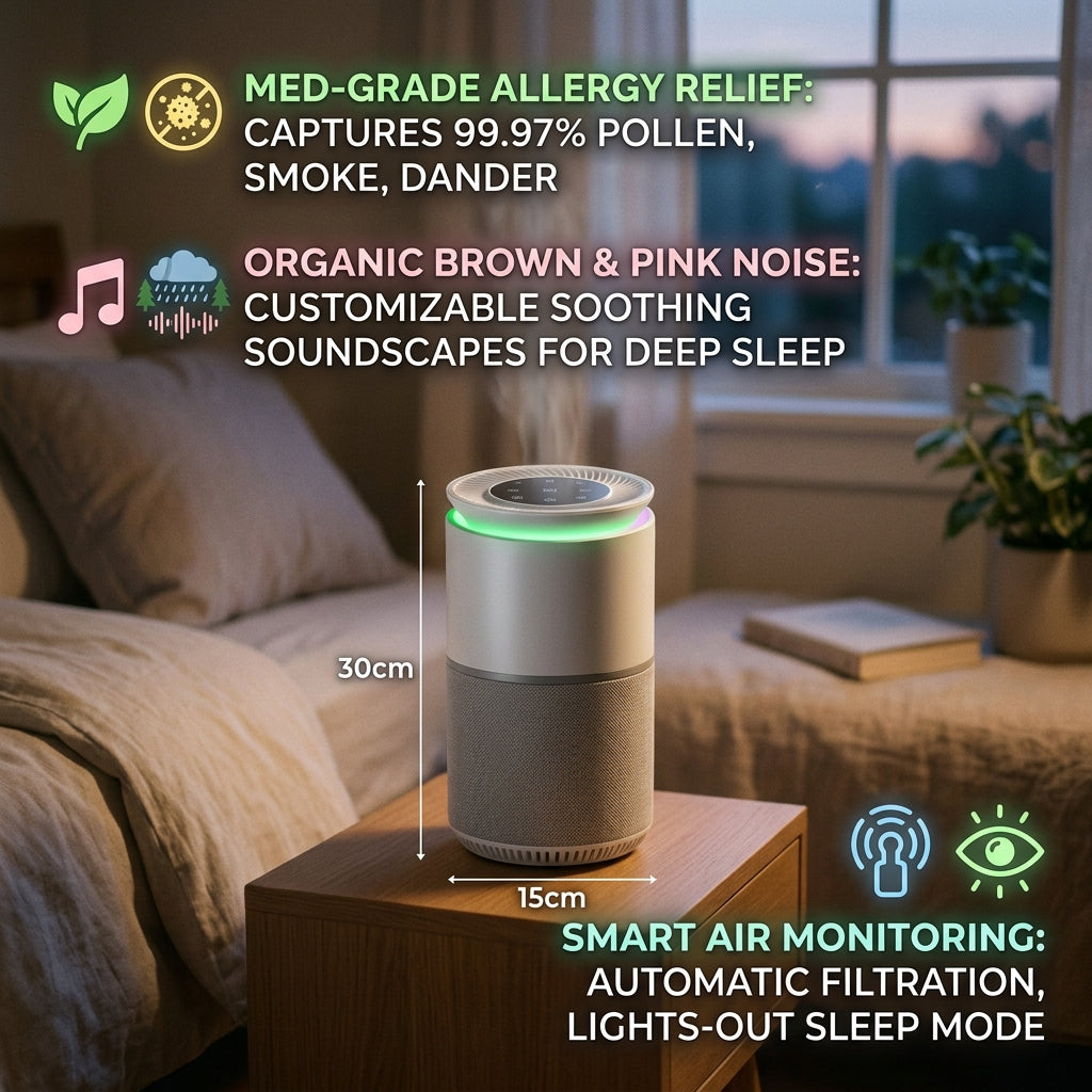 The Kettlelark™ True HEPA Bedside Air Purifier  Soundscape
