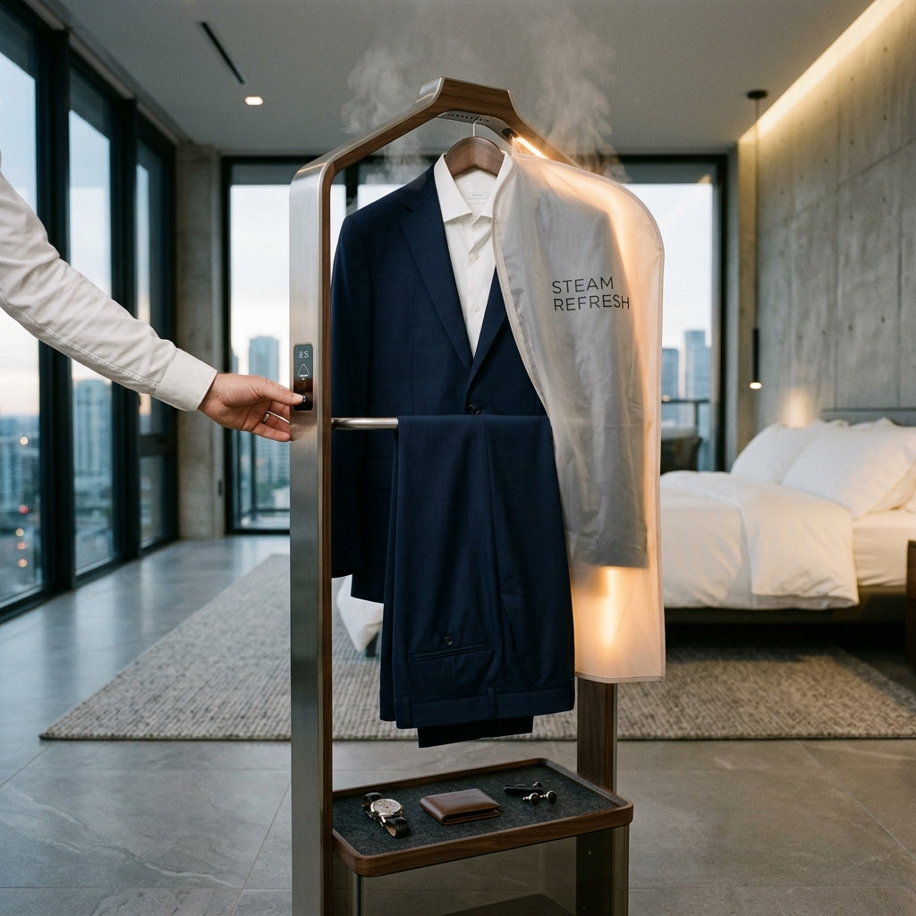The Kettlelark™ Steam-Refresh Garment Valet Stand